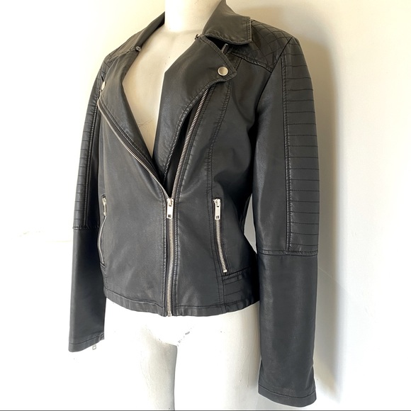 C&C California Vegan Leather Moto Jacket Black L - Picture 2 of 6